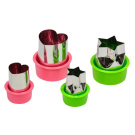 Pearl Metal C-3902 Die Cutter, Heart, Star, Large, Small Set, Set of 4, Cooking Depot, Happy Vegetables, Made in Japan