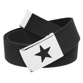 Build A Belt Star 1.25" Wide Flip Top Belt Buckle with Canvas Web Belt (Womens X-Large Black)