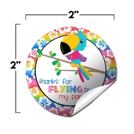 Tropical Toucan Bird Birthday Party Thank You Sticker Labels, 40 2" Party Circle Stickers by AmandaCreation, Great for Party Favors, Envelope Seals & Goodie Bags