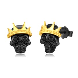 StoryEtain Black Stud Earrings for Men Women 925 Sterling Silver Black Earrings Onyx Jewellery Gift, Sterling Silver