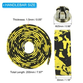 PATIKIL Bike Handlebar Tape, 4 Pack EVA Camouflage Handle Grip Wraps Non-Slip Bicycle Bar Tape with Black End Plugs for Racing Bicycles Road Bicycle, Black Yellow