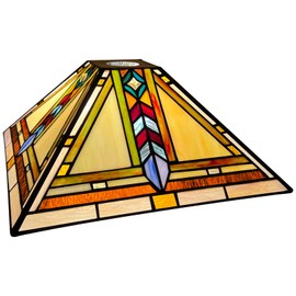 Capulina Tiffany Lamp Shade 12 Inches Wide Accessories Replacement Firecracker Style Stained Glass Lampshade for Torchiere Floor Lamp and Pendant Light