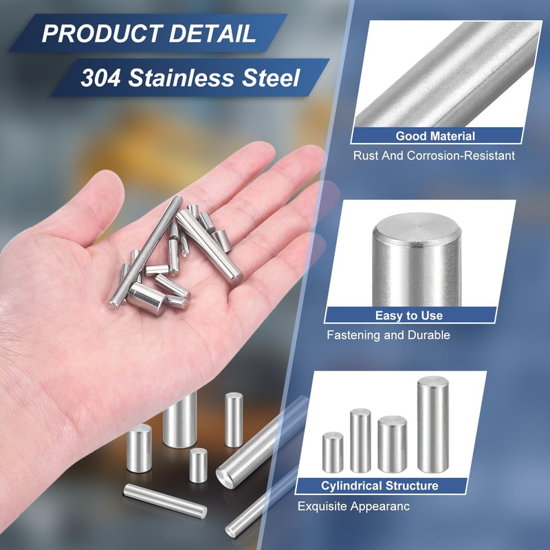 sourcing map 2Pcs M8 x 100mm 304 Stainless Steel Dowel