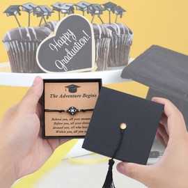 SAM & LORI Graduation Gifts for Him Her Class of 2025 Cool High School College Graduation Gift 8th Grade Teen Bracelet Women Jewelry Cards Middle School Nurse Senior Daughter Student Link