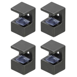 uxcell 4 Pcs Glass Shelf Brackets, Zinc Alloy Shelf Clips Clamps Square Shape Glass Holder Support Bracket for 9mm for Glass Acrylic Wood, Black