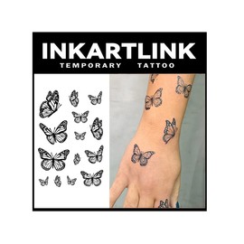 INKARTLINK Tattoo Tech, 2 Sheets Large Semi Permanent Tattoo, Adult Art Design Temporary Tattoos, Lasts 1-2 Weeks, Waterproof, Realistic Look, No Adhesive, No Reflection (Butterflies Everywhere)
