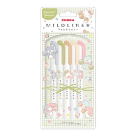 Zebra Highlighter, Mildliner, Sanrio, Set of 5 Colors, Natural Mild WKT7-SR2-5C-NTC
