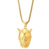 COOLSTEELANDBEYOND Mens Gold Oni Mask Necklace, Japanese Demon Face Pendant