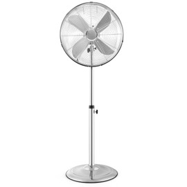 ARLIME Pedestal Fan, 16 Inch Oscillating Fan w/ 3 Speeds & Adjustable Height, 75° Oscillation & 20° Tilt, Heavy Duty Metal Aluminum Blades, Standing Fan for Bedroom, Home Office, Garage (Silver)