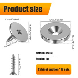 Tzdxfgl 12Pcs Cabinet Magnetic Catch, Magnetic Door Catch, Concealed Strong Magnets Cabinet Door Magnet Latch, Magnetic Closure Closet Door Closing for Furniture Drawer