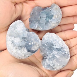 KYEYGWO 70-150 g Natural Blue Celestite Druze Raw Piece, Irregular Celestite Druze Segment Decorative Stones Geode Druze Piece Crystal Quartz Cluster Specimen Mineral Ornaments