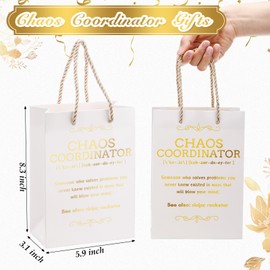 Gilprop 30 Pcs Chaos Coordinator Gifts Bags Bulk for Boss Employee Appreciation Paper Bags 5.9 x 3.1 x 8.3'' Inspirational Gift Sack with Handles for Nurse Coworkers Teachers
