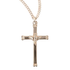 Women's 16kt Plated Sterling Silver Cross with Holy Spirit, Sterling, Elegant Holy Spirit Pendant Necklace, 18" Gold Plated Stainless Steel Chain - Made in USA - Deluxe Velvet Gift Box