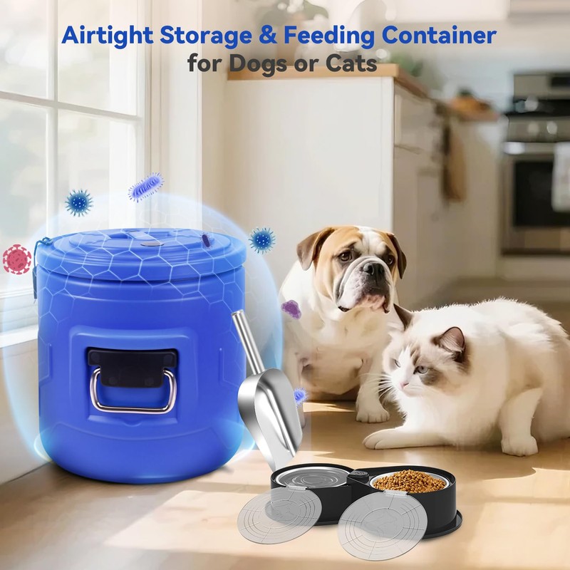 Newget 15lb Dog Food Storage Container, Stainless Steel Airtight Pet