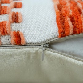 Pyonic Boho Throw Pillow Covers 18x18Inch,Pack of 2 Striped Tufted Pillow Covers with Tassel,Boho Decorative Accent Pillows for Sofa Couch-Orange