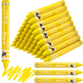 MotiMind 60 Pcs Industrial Lumber Crayons Bulk Wax Tire Marker Construction Marker for Craft Detailed Marking on Lumber Metal Carton Ceramics Concrete Glass Plastic 4.45" x 0.43"(Yellow)
