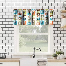 JESTRONRY Mid Century Style Valance Curtain with Rod Pocket, Black Cat Modern Abstract Geometric Shape Pattern Window Treatment Valances for Bedroom Kitchen Decor