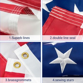 American Flags for Outside,3x5 American Flag Outdoor Heavy Duty Construction Built to Withstand High Wind,Usa Flag Fade Resistant,USA Flags Outdoor Waterproof Design with Exquisite Embroidered Stars,US Flags 3x5 Durable Sewn Stripes,Brass Grommets