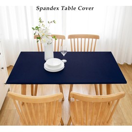 Wolkemer Fitted Rectangle Tablecloth Spandex Stretch Navy Cocktail Table Cover Elastic Edge Topper Cap for Dining Wedding Party Picnic 42 x 72 Inch