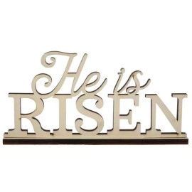Brother Sister Design Studio He Is Risen Easter wooden table top wooden holiday decor 10" x 5"