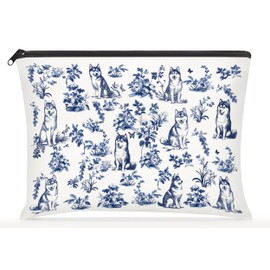 Husky Dog French Toile De Jouy Makeup Bag - Inspired By Toile De Jouy Makeup Bag - Dog Lover Gifts - Gifts For Women- Pet Lovers On Mothers Day- Birthday- Holiday