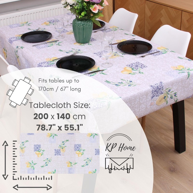KP HOME Wipe Clean Tablecloth Rectangular 78.7"x 55.1" (200x140cm) -