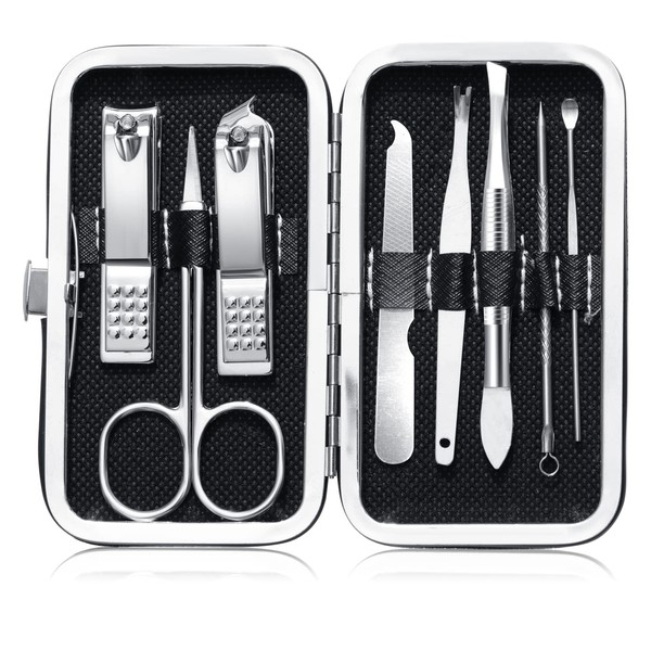 8 Piece Manicure Set Sharp Nail File Portable Nail Clipper Fashion Professional Stainless Steel Nail Clippers Set Nail Cutter for Fingers and Toenails Men Women Friends and Parents