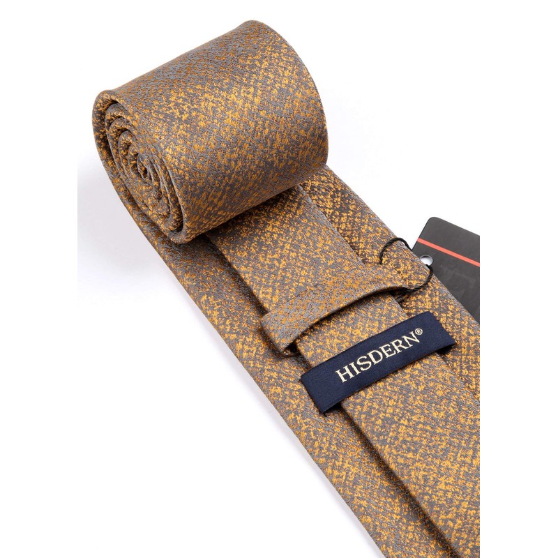 HISDERN Men's Check Dot Tie Handkerchief Wedding Party Necktie &