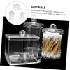 Outanaya 3pcs Transparent Round Cotton Swab Storage Box Compact Makeup