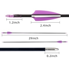 LWANO 28" Fiberglass Arrows - Archery Practice Target Arrows with Blunt Tips Durable Shaft for Youth Kids Children Beginners on Recurve&Long Bows(Pack of 12) (Purple, 28inch-12pc Arrows)