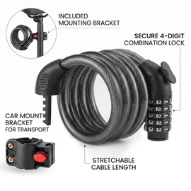 1Pcs Combination Bike Lock Cable, Heavy Duty Anti Theft Bike, Scooter Lock, Cable for Cycling Daily Commute(Black)