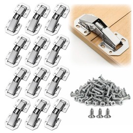 12-Piece No-Drill Slot Ball Bearing Door Hinges Set with 48 Screws, Hinges, Cabinet Hinges and Cupboard Hinges for Kitchen Cabinets, Durable Hardware for Furniture Installation and Maintenance