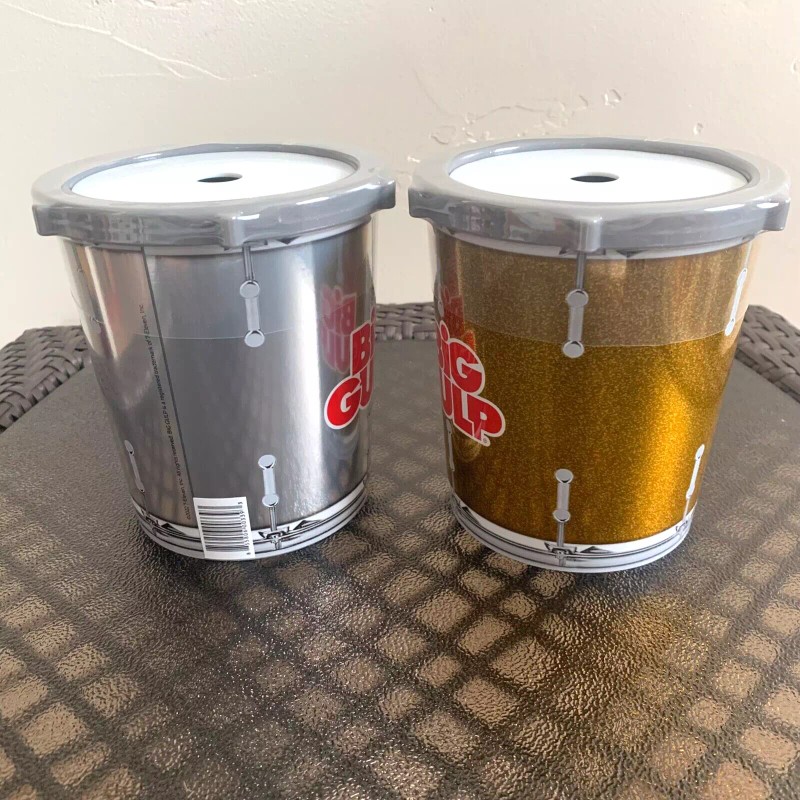 7-Eleven Big Gulp Drum Tumblers w/ drumsticks straws 40oz ea.