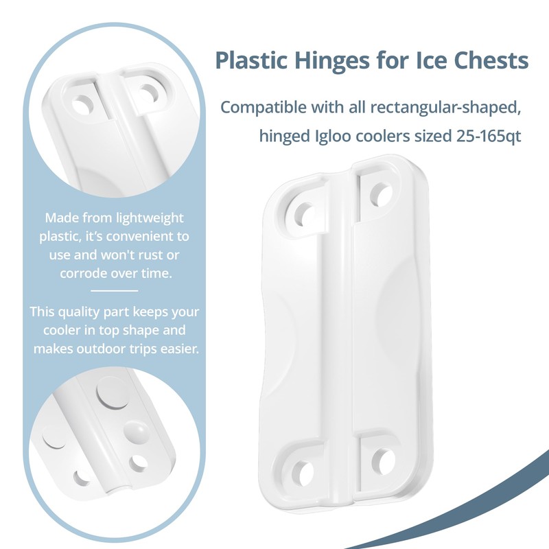 Cooler Hinges for Ice Chests,Compatible with Igloo 25-165 Qt Rectangular-Shaped