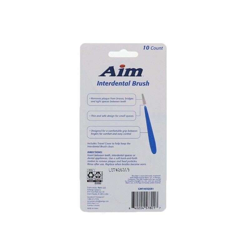 Aim Interdental Floss Brush Removes Plaque Between Teeth Pack Of