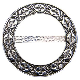 Ladycrow Scarf Ring Clip Pewter Celtic Kiss Dragonfly Round and Grey for Women Clothing Present Accessory (Celtic Kiss)