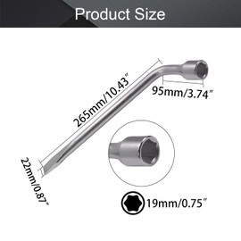 Utoolmart Car Spare Tire Lug Wrench for Jack - L Type Hexagon 19mm Slotted End Socket Repair Tool 1pcs