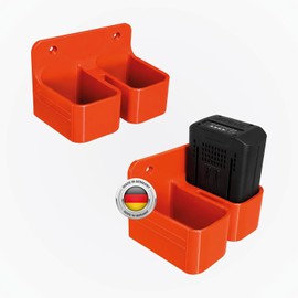 Akkuhalterung passend für STIHL AP Akkus AP 20, AP 30, AP 200 S, AP 300 S, AP 500 S, stabiler Akkuhalter für Werkstatt & Garage, Akku-Aufbewahrung geeignet für STIHL AP-System Akkus – 2er