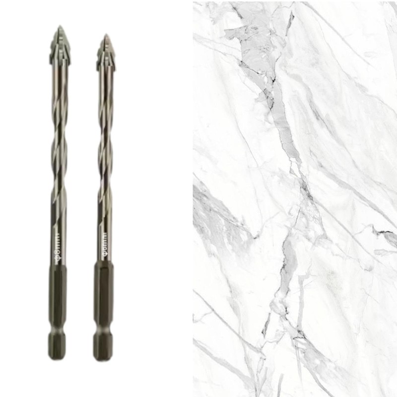 Milageto 2 Pieces Four Flute Sawtooth Eccentric Drill Bits Hexagon