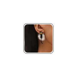 Inateannal Vintage Cute Cat Ear Jackets Earrings Black Cat Dangle Earrings Punk Cartoon Cat Animal Studs Jewelry for Women