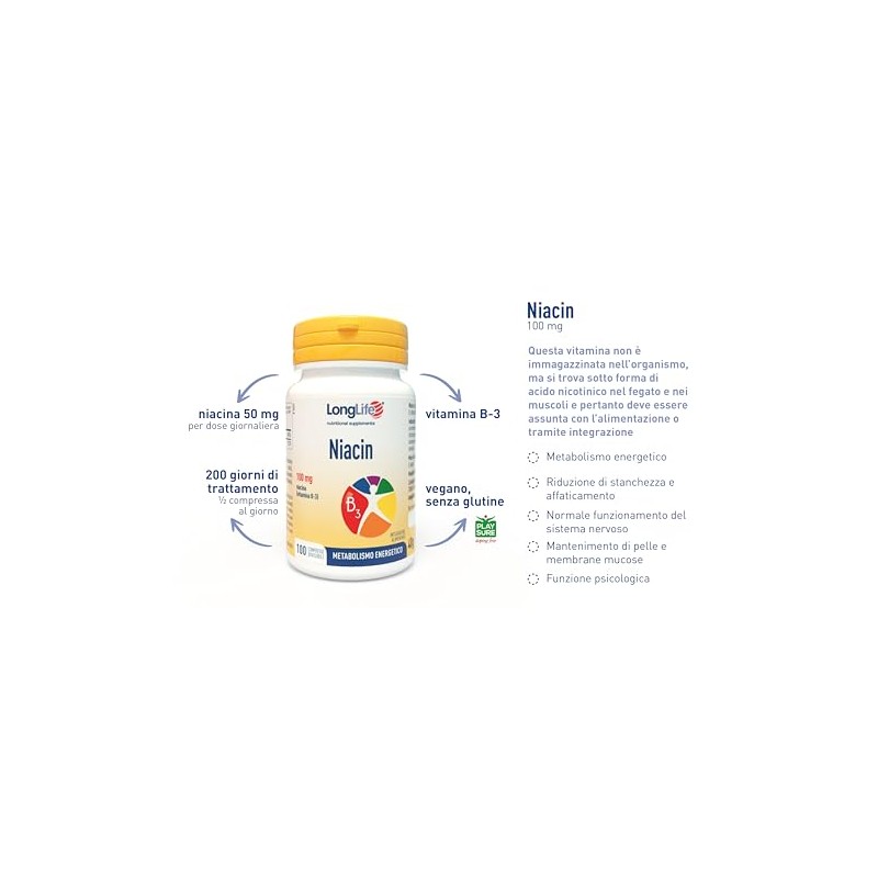 LongLife® Niacin | Vitamina B3 | Metabolismo energetico | Stanchezza