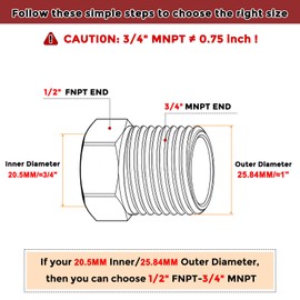 Kozelo 2pcs 3/4" Female NPT to 1/2" Female NPT Solid 304 Stainless Steel Hex Bushing Hose Fitting Adapter Reducer Pipe Leak Repair Bathroom Remodeling Tool Extension