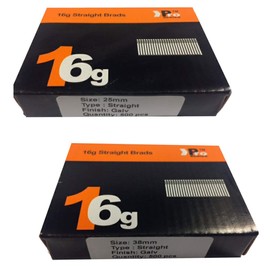 Mixed Handy Packs - Quantity 1000 Brad/Nails16 Gauge STRAIGT for Paslode, Dewalt (25mm + 38mm Straight 16 Gauge)