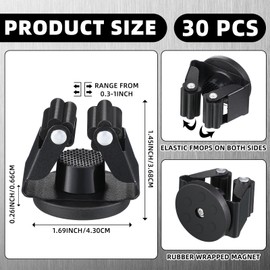 Vercraft 30 Pcs Magnetic Mop Broom Holder Movable Magnetic Broom Holder Rack, Anti Slip Wall Mounted Utility for Cleaning Tools, Garage, Kitchen, Laundry, Garden (Black)