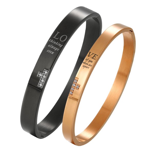 Cupimatch Women's / Men's 2pcs Couple Bracelets, Stainless Steel Puzzle,