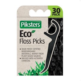Piksters Eco Floss Pick Charcoal 30 Pack