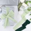 MIAHART 4 Rolls Handmade Chiffon Silk Ribbon White Green Ribbons