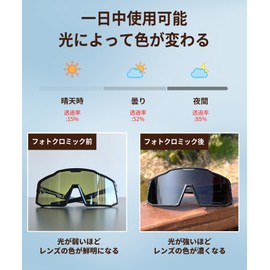 LECAGE Night Vision + Color Changing Dimming Sports Sunglasses, Night Brightening, Sports Cycling Goggles, Day and Night, UV400 Protection, Dimmable Lenses, Designed for Baseball, Nighttime Driving