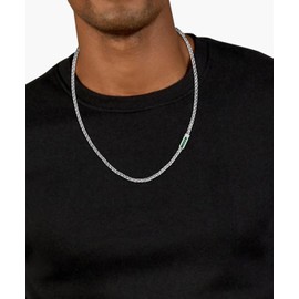 Lacoste SPELT Men's Collection - Stainless Steel Link Bracelet or Necklace with Lacoste Charm, Available in Silver, Gold or Black, One size, Stainless Steel, No Gemstone