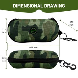 BLUPOND Woodland Camouflage Capsule Case - Semi Hard EVA Shell with Metal Hanging Hook & Belt Clip Sun Glasses Storage